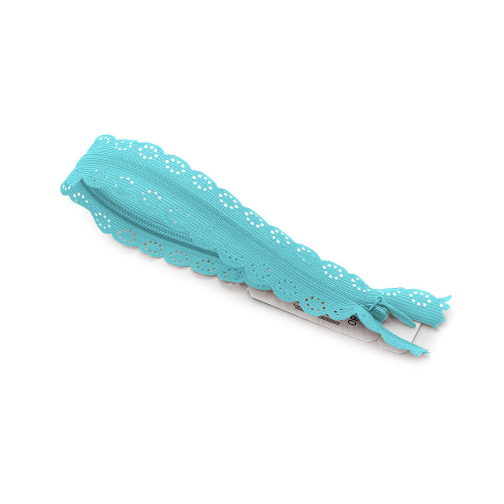 Fermeture éclair à dentelle bleu turquoise