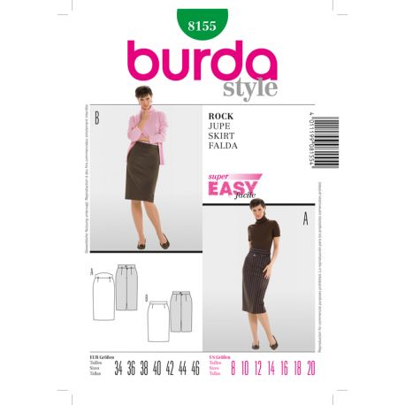 Patron Burda jupe droite 8155